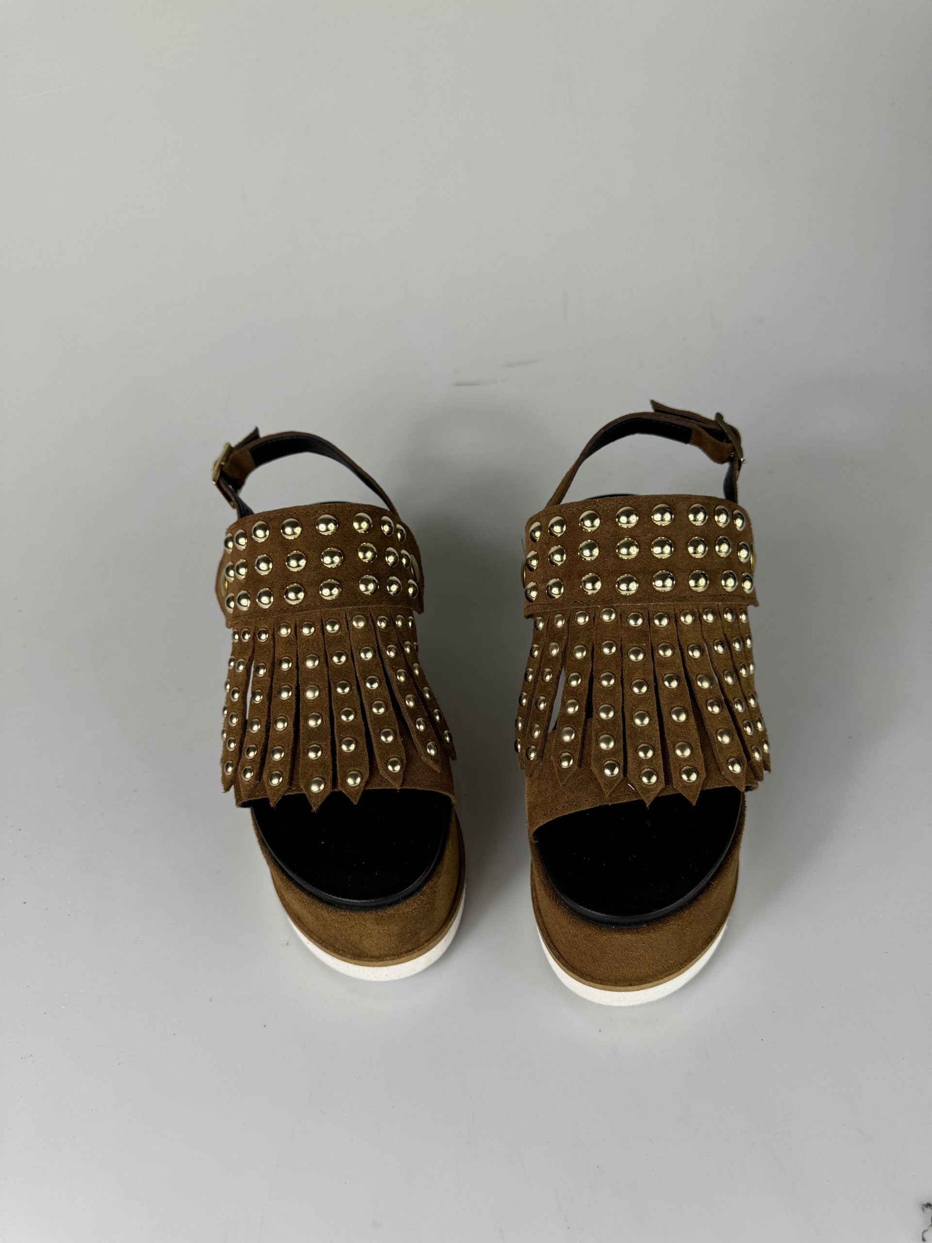 Holly51 cam cuoio borchie oro