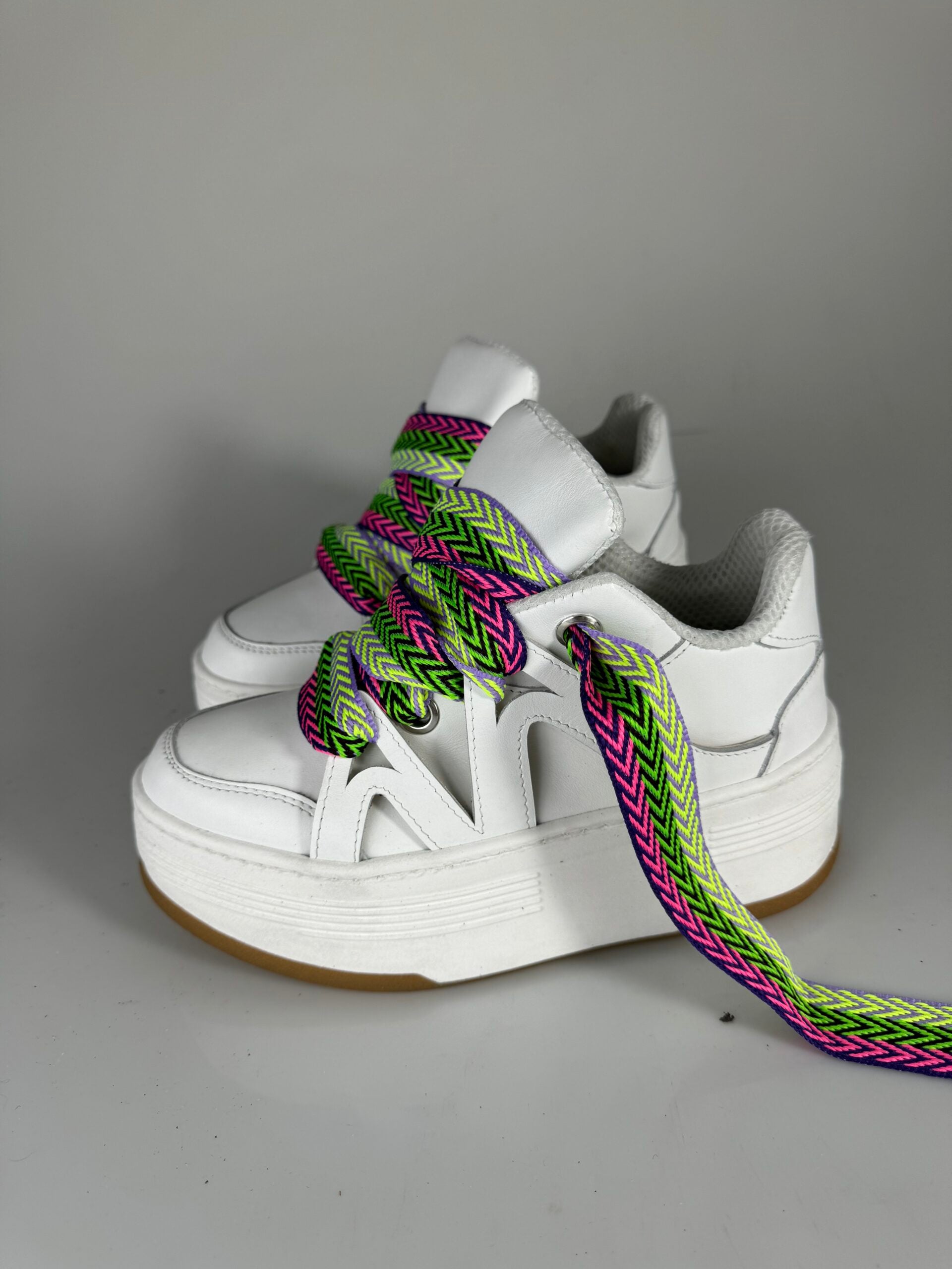 Wolf5 pelle bianco laccio multicolor