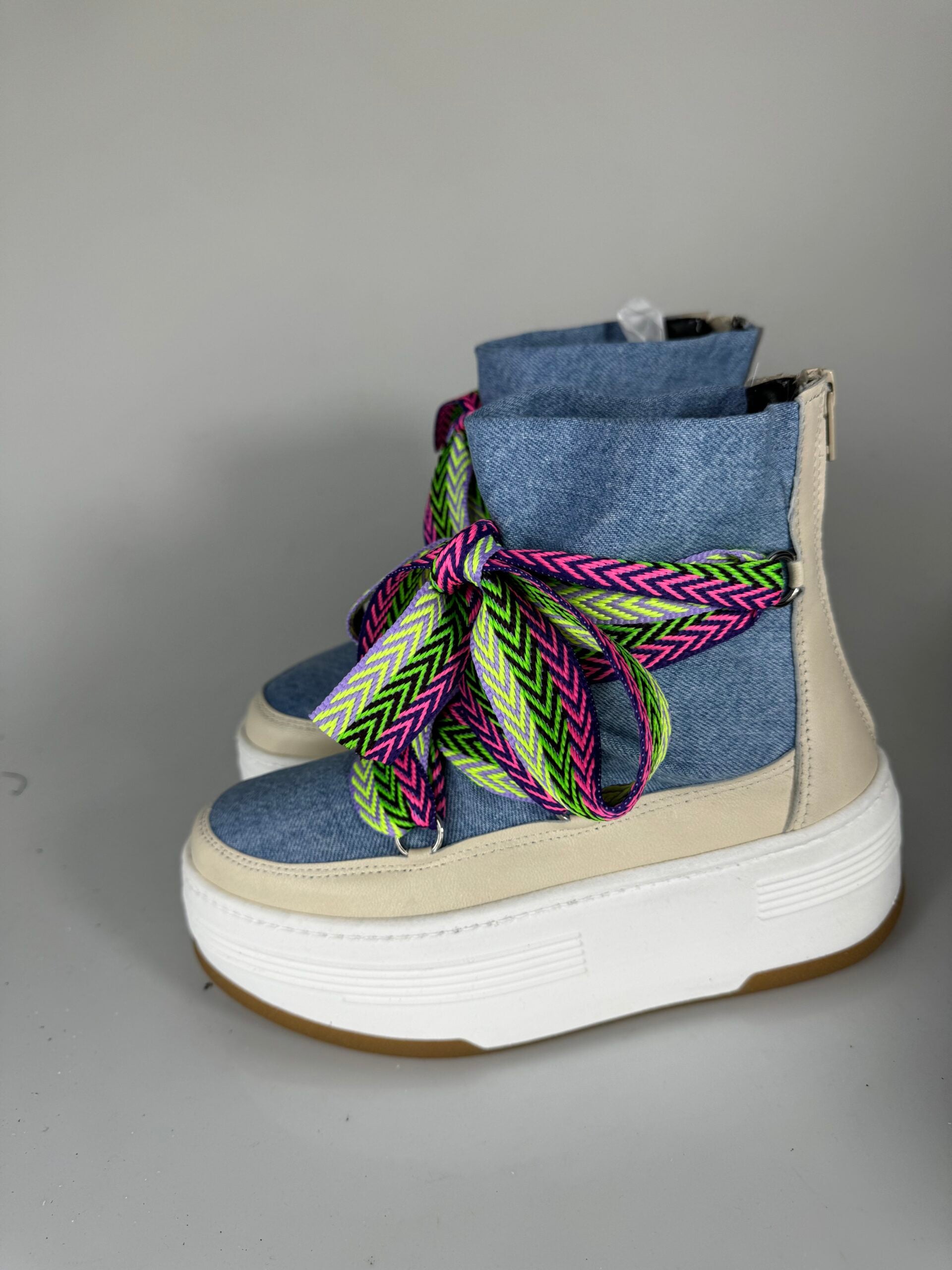 Wolf7 jeans rip crema laccio multicolor