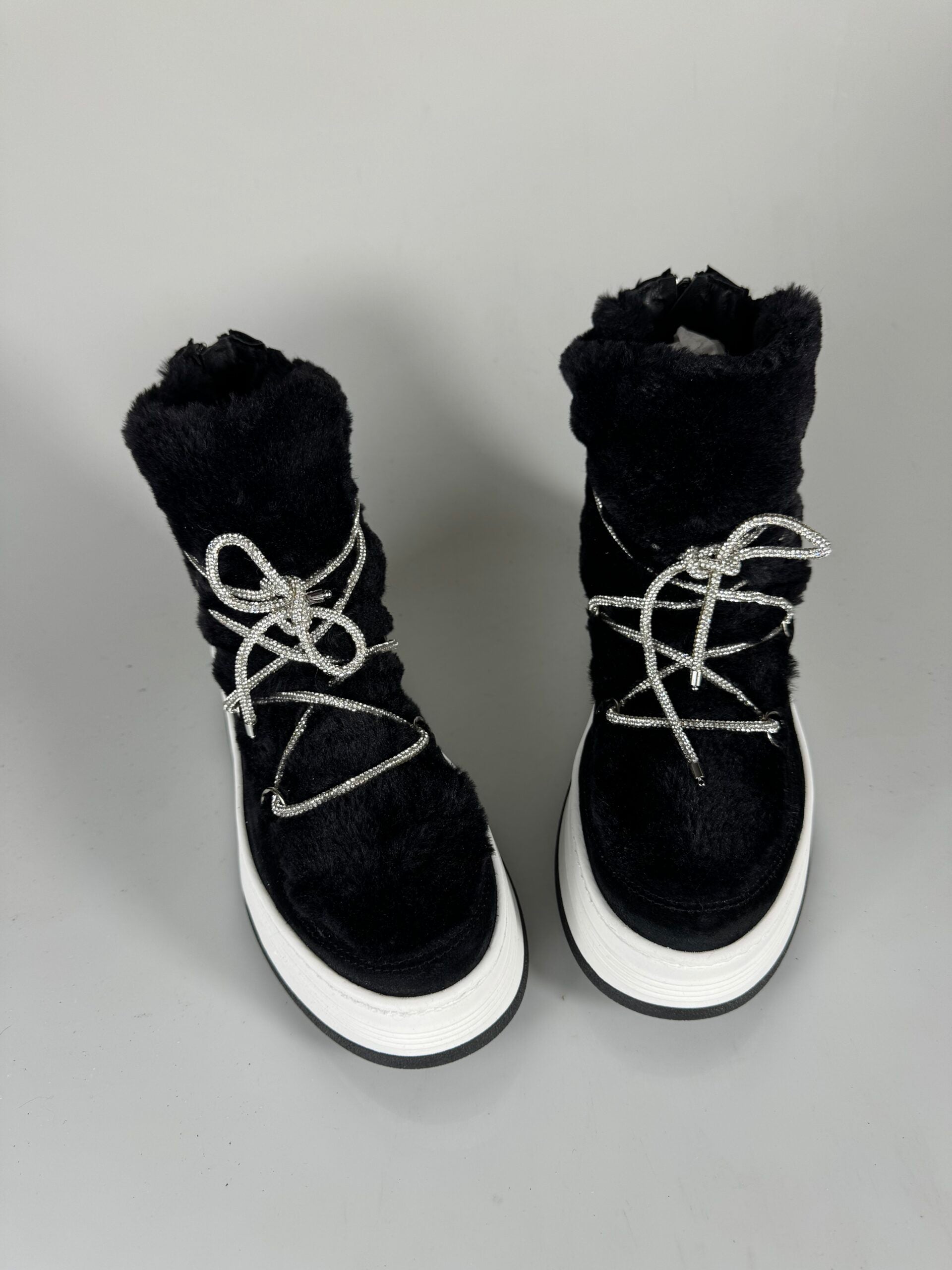 Wolf7 cam nero pelliccia nero strass