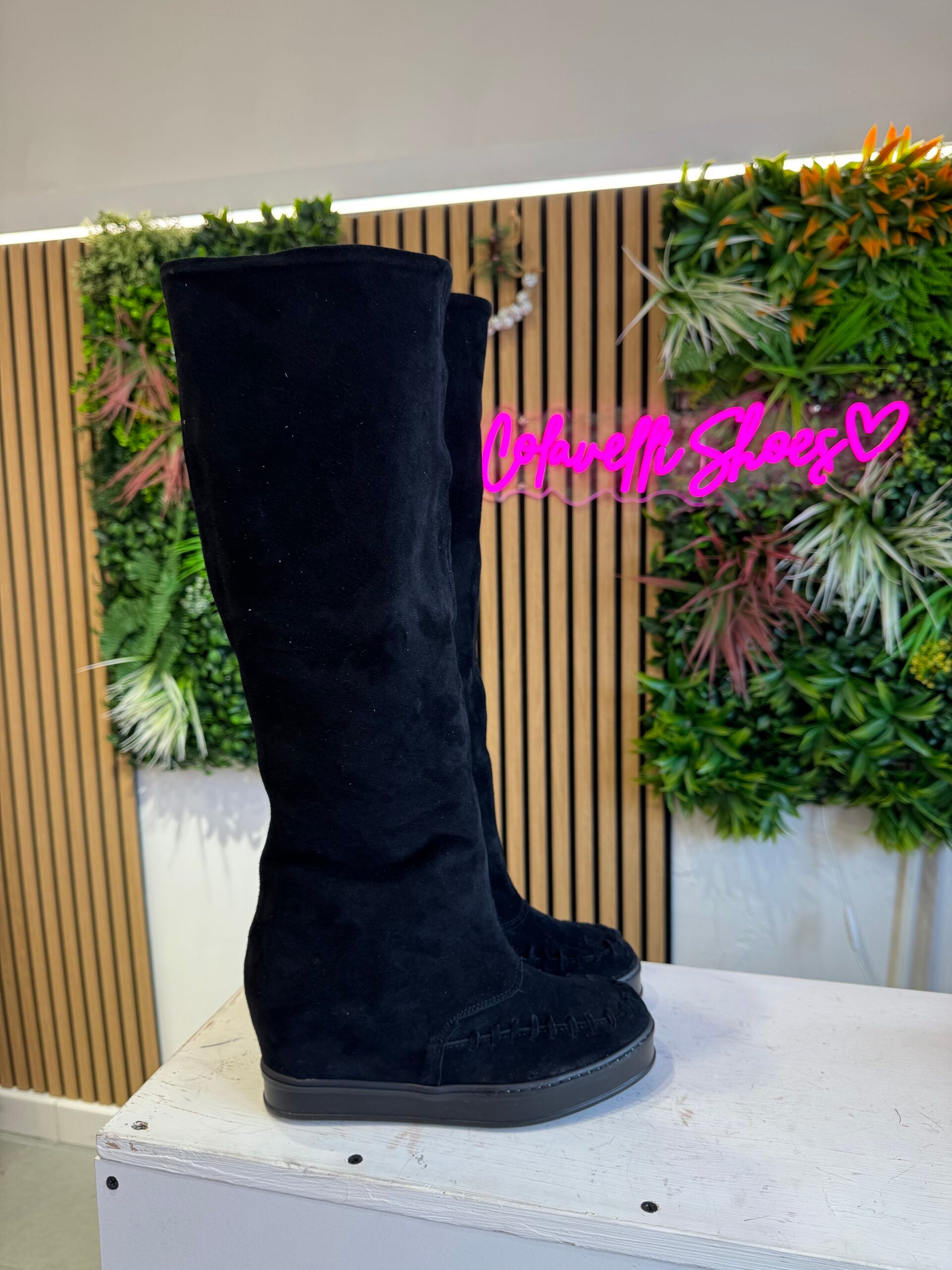Flaminia full up camoscio nero no frange sn