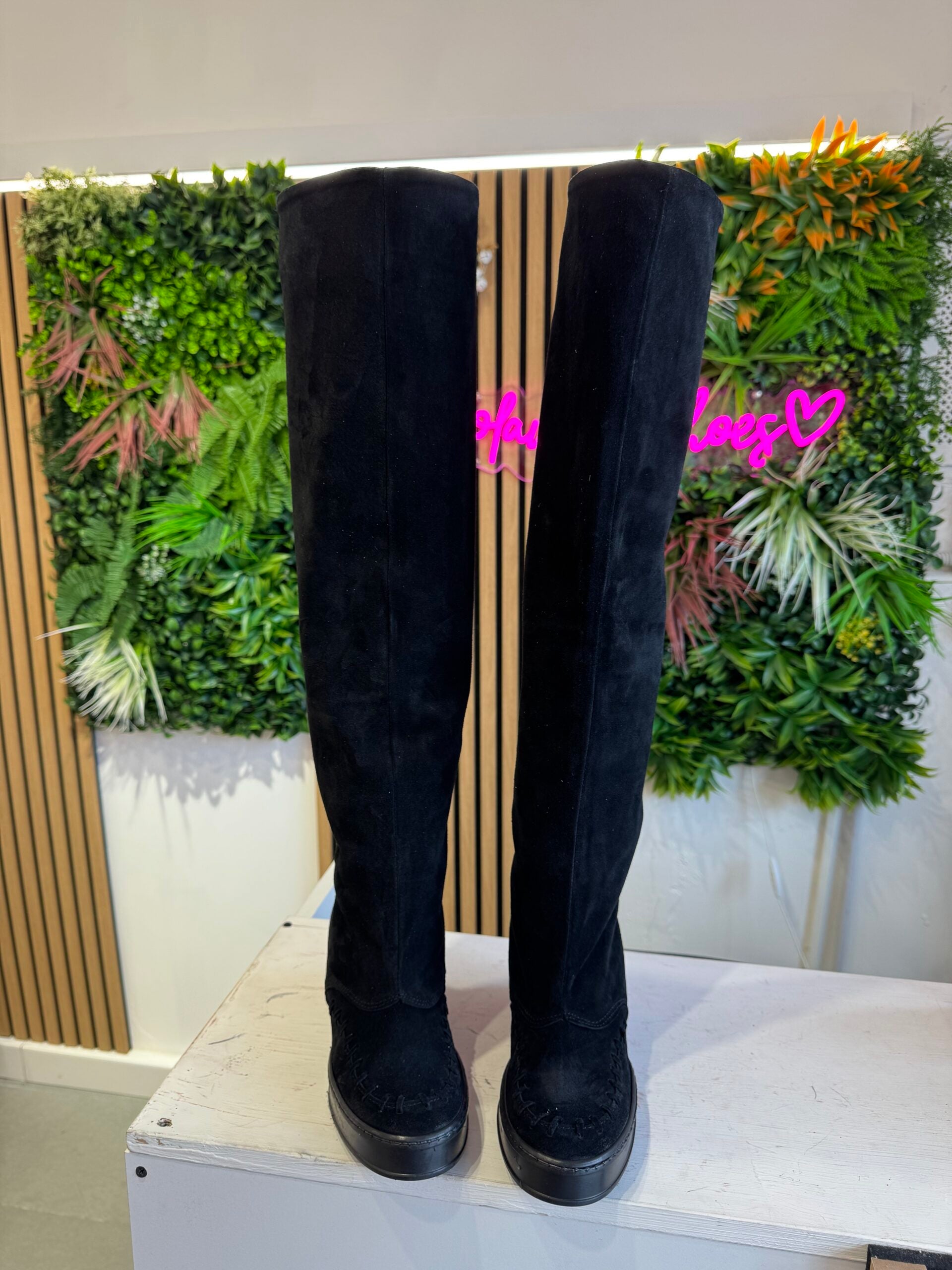 Flaminia full up camoscio nero al ginocchio no frange sn