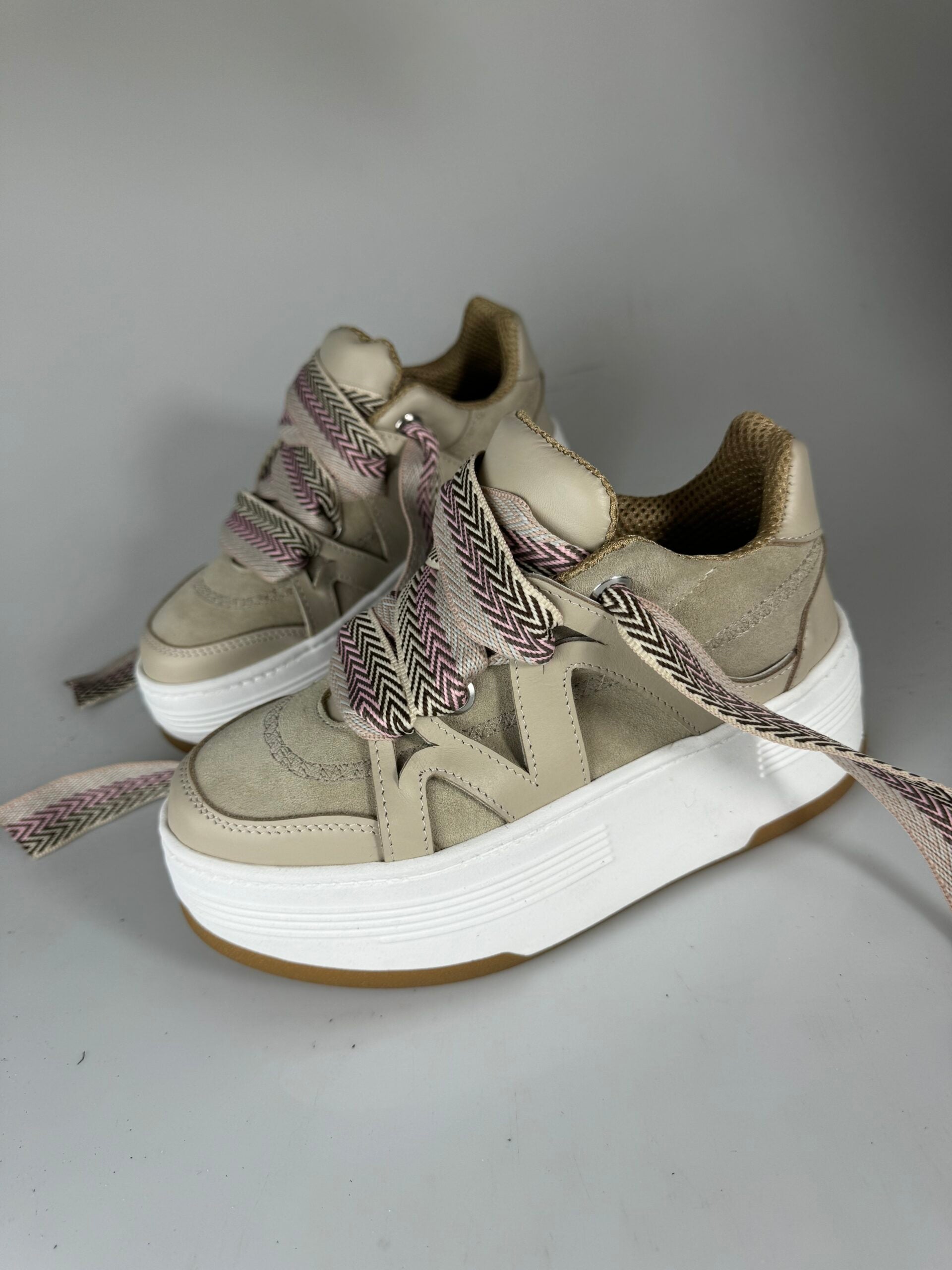 Wolf5  pelle/cam beige laccio rosa/beige