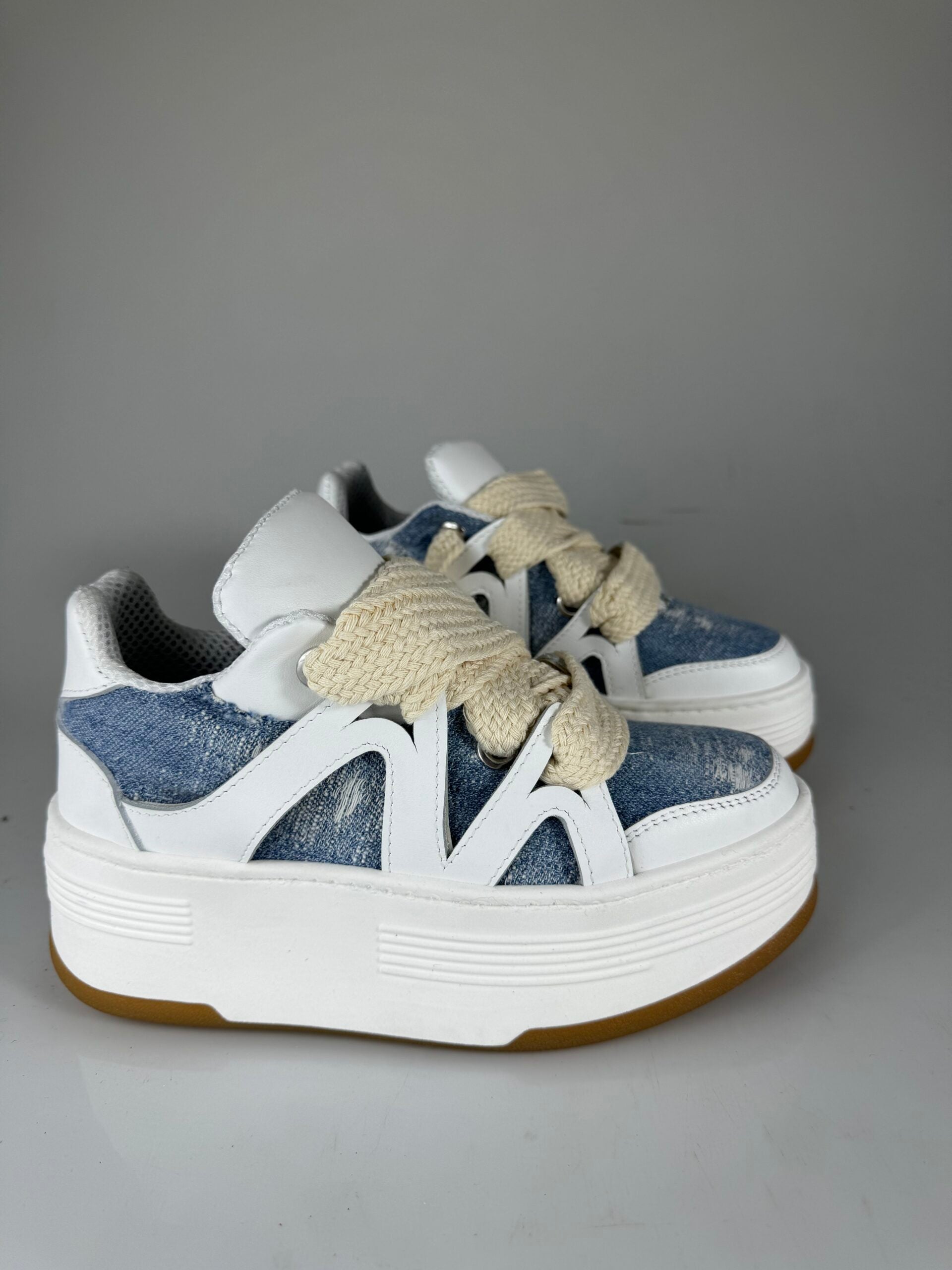 Wolf5 jeans rip pelle bianco