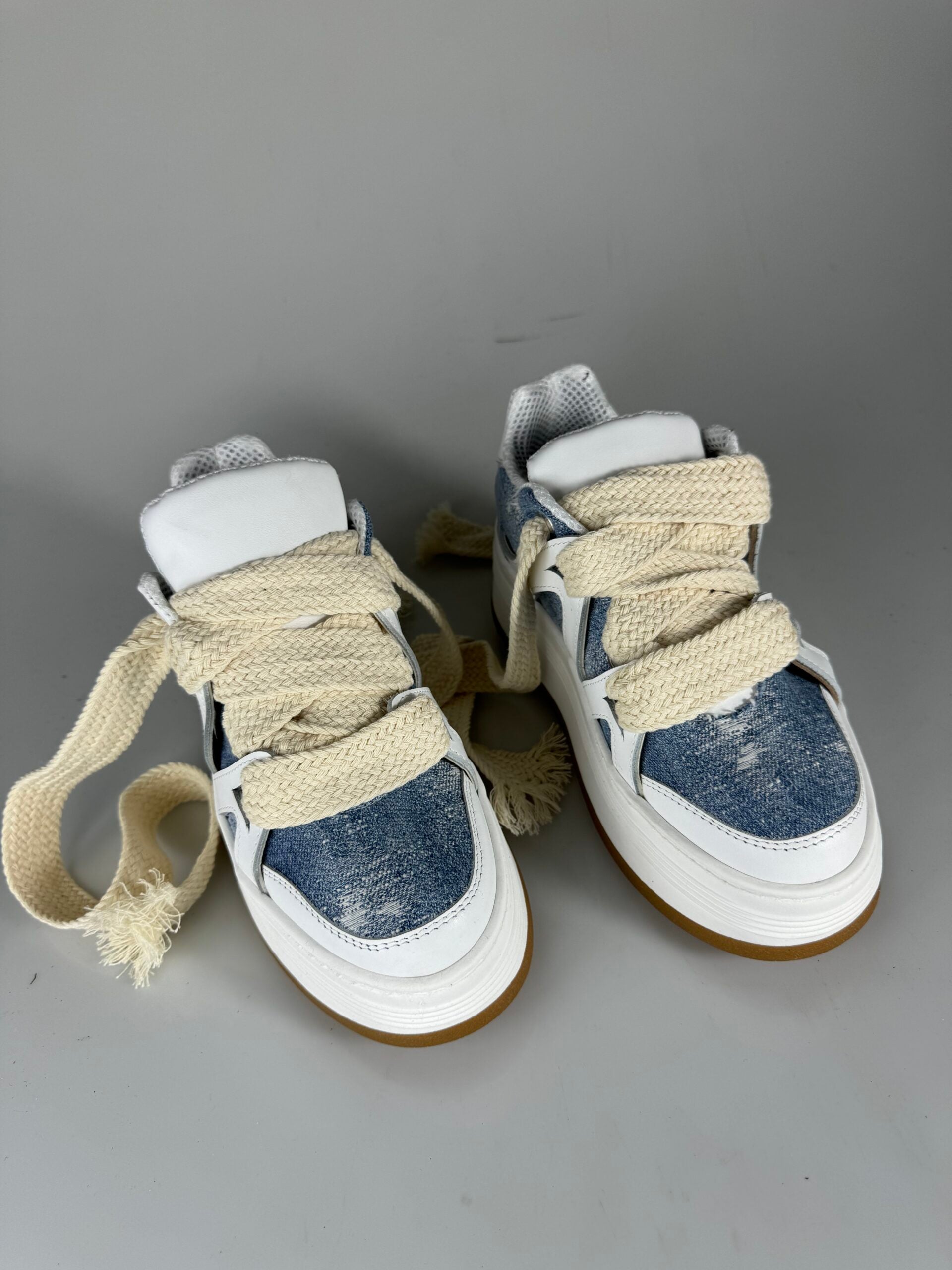 Wolf5 jeans rip pelle bianco